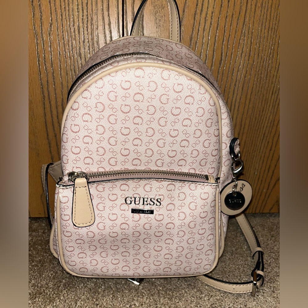 GUESS Light Pink Patterned Backpack - image 1